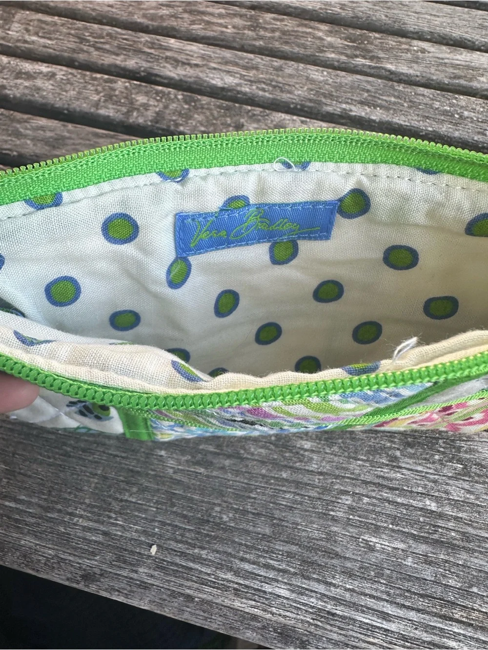 Vera Bradley Quilted Patchwork Cosmetic Bag Pouch Green Blue Pink Floral